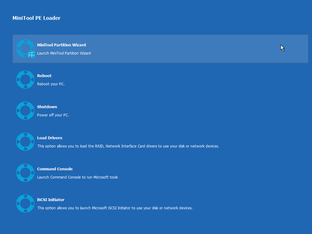 Bootable wizard screenshot